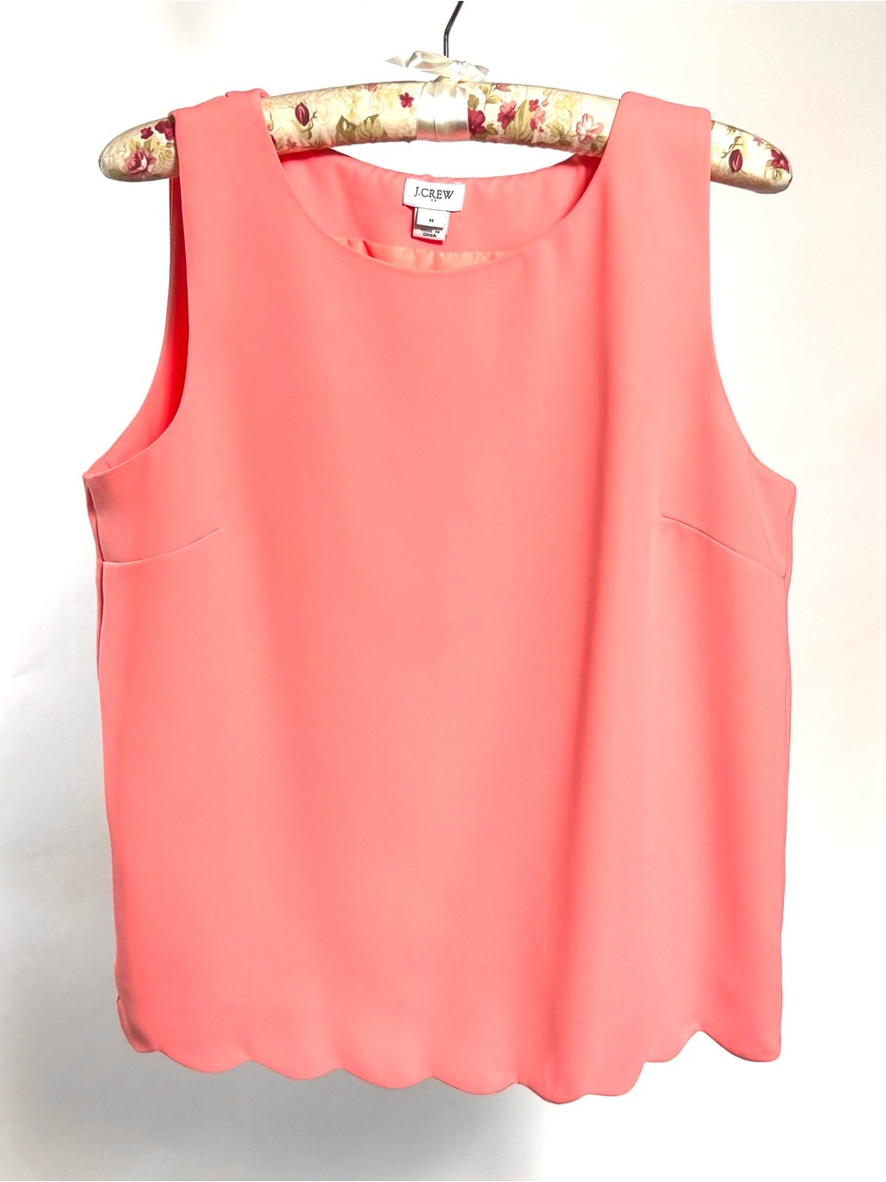 J. Crew scalloped hem coral blouse